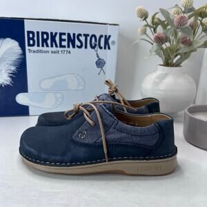 Birkenstock Memphis Leather/Fabric Shoe Blue Women 5/Men 3/EU36 Regular Fit